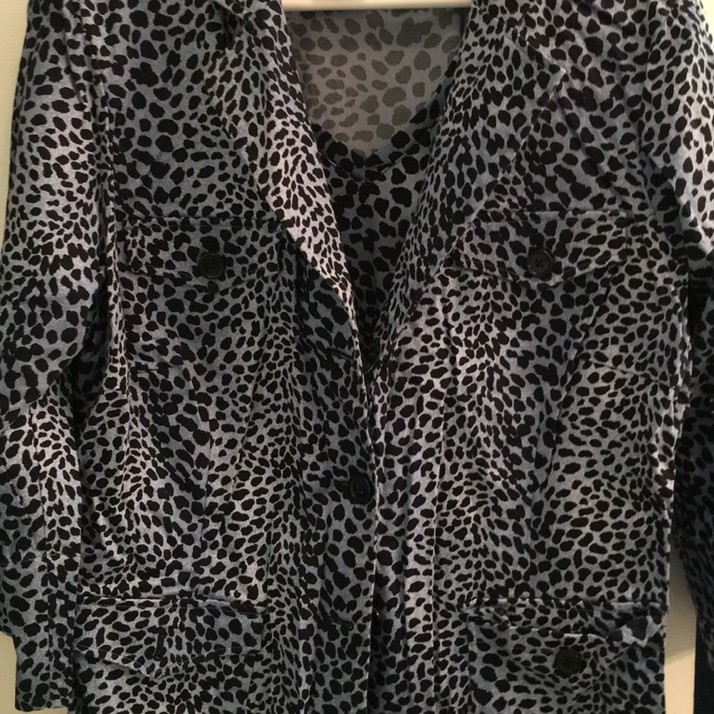 Blue and Black Cheetah Matching Top and Jacket